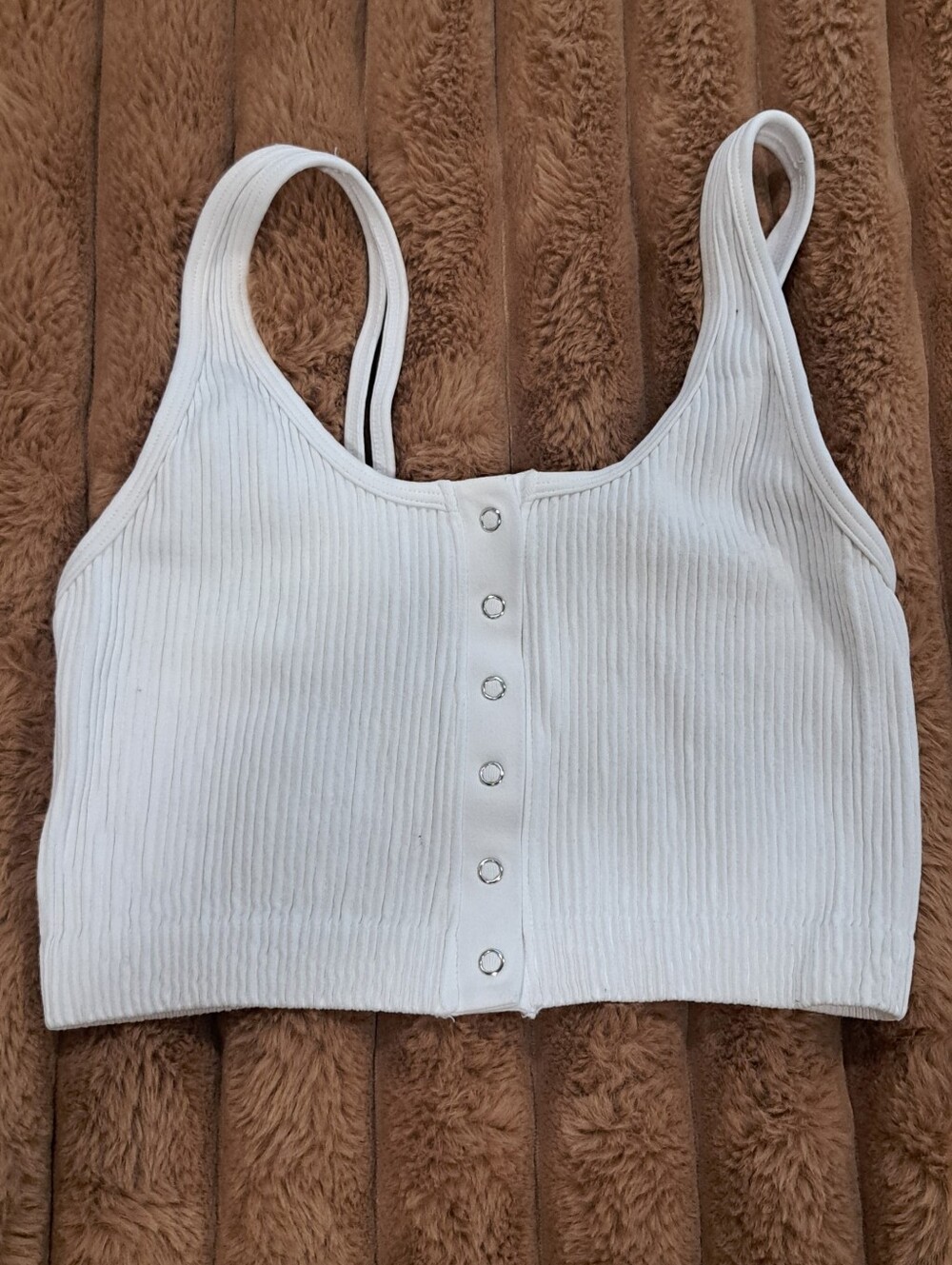 Aerie Cropped Tank Top Bralette Ribbed Button Up Womens Large